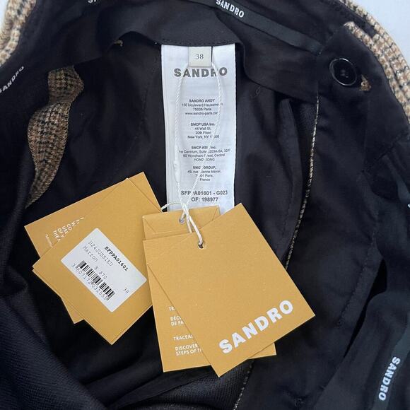 NWT Sandro Micro Houndstooth Trousers - Brown - Size 6 (38) - Picture 7 of 8